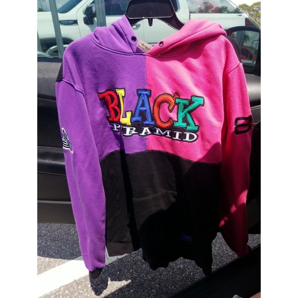 Black Pyramid Men Sweatshirt‎ 2XL Multicolor Hoodie Logo Embroidered 90s Style